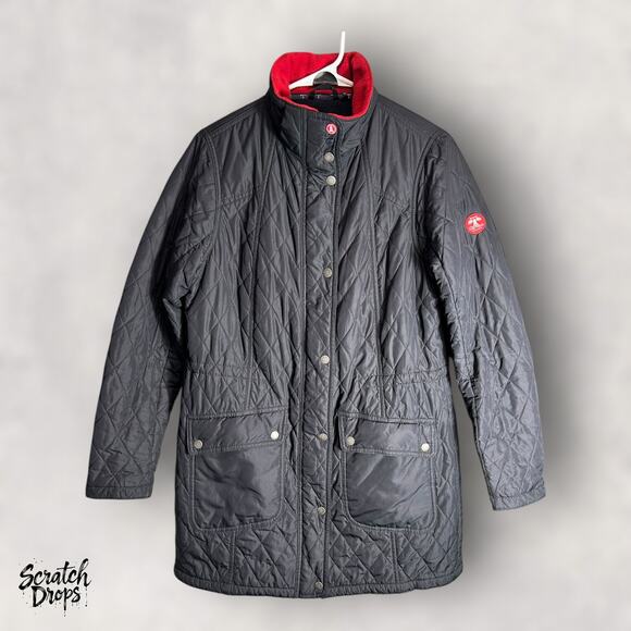Barbour Jackets & Blazers - Barbour Women's Quilted Winter Jacket Size 10 Black Warm Coat Red Collar Stylish